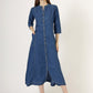 Women's 3/4 Sleeve Denim Maxi Shirt Dress (6001)