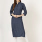 Women's Striped Denim Kurti with Mandarin Collar (6065)