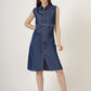 Women's Sleeveless Denim Button-Down A-Line Dress (6031)