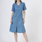 Women's Short Sleeve Button-Down Light Blue Denim Dress (6098-ICE)