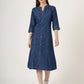 Women's 3/4 Sleeve A-Line Denim Button-Down Dress (6057)