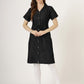 Women's Black Button-Down Denim Dress with Waist Tie (6081)