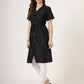 Women's Black Button-Down Denim Dress with Waist Tie (6081)