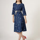 Women's Polka Dot Denim A-Line Dress with Waist Tie (6094)