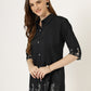 Colour Villa Women's Black Embroidered Denim Tunic Shirt (6045-Z BLACK)