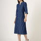 Women's 3/4 Sleeve A-Line Denim Button-Down Dress (6057)