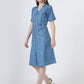 Women's Short Sleeve Button-Down Light Blue Denim Dress (6098-ICE)