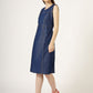 Women's Sleeveless Denim A-Line Dress with Round Neck (6090)