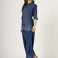 Women's Embroidered Denim Co-Ord Set with Shirt and Palazzo (6093)