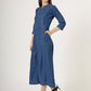 Women's 3/4 Sleeve Denim Maxi Shirt Dress (6001)