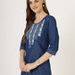 Women's Embroidered Denim Tunic Top with 3/4 Sleeves (6103)