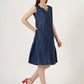 Women's Sleeveless Sweetheart Neck Denim Dress (6087)