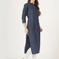 Women's Striped Denim Kurti with Mandarin Collar (6065)