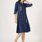 Women's Embroidered Denim A-Line Dress with 3/4 Sleeves (6097)