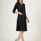 Women's 3/4 Sleeve Black Denim A-Line Dress with Contrast Stitching (6101)