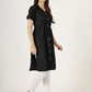 Women's Black Button-Down Denim Dress with Waist Tie (6081)