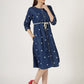 Women's Polka Dot Denim A-Line Dress with Waist Tie (6094)