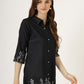 Colour Villa Women's Black Embroidered Denim Tunic Shirt (6045-Z BLACK)