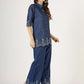 Women's Embroidered Denim Co-Ord Set with Shirt and Palazzo (6093)