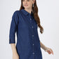 Women's Classic Denim Shirt with Roll-Up Sleeves (6076)