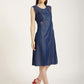 Women's Sleeveless Denim A-Line Dress with Round Neck (6090)