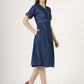 Women's Short-Sleeve Pleated Denim Shirt Dress (6033)