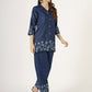 Women's Embroidered Denim Co-Ord Set with Shirt and Palazzo Pants (6106)