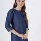 Women's 3/4 Sleeve Denim Top with Round Neck (6092)