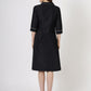 Women's 3/4 Sleeve Black Denim A-Line Dress with Contrast Stitching (6101)