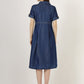 Women's Short-Sleeve Pleated Denim Shirt Dress (6033)