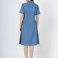 Women's Short Sleeve Button-Down Light Blue Denim Dress (6098-ICE)