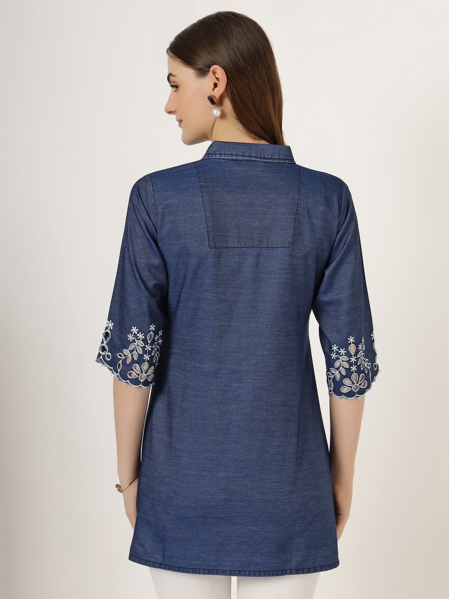 Women's Embroidered Denim Tunic Shirt (6045 DS)