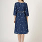 Women's Polka Dot Denim A-Line Dress with Waist Tie (6094)