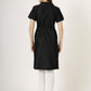 Women's Black Button-Down Denim Dress with Waist Tie (6081)