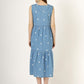 Women's Sleeveless Polka Dot Tiered Denim Midi Dress (6102)