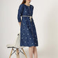 Women's Polka Dot Denim A-Line Dress with Waist Tie (6094)