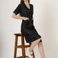 Women's Short Sleeve Button-Down Black Denim Dress (6098-Z Black)