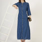 Women's 3/4 Sleeve Denim Maxi Shirt Dress (6001)