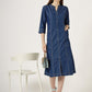 Women's 3/4 Sleeve A-Line Denim Button-Down Dress (6057)