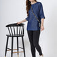 Women's 3/4 Sleeve Denim Top with Round Neck (6092)