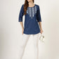 Women's Embroidered Denim Tunic Top with 3/4 Sleeves (6103)