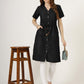 Women's Black Button-Down Denim Dress with Waist Tie (6081)