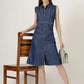 Women's Sleeveless Denim Button-Down A-Line Dress (6031)