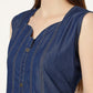 Women's Sleeveless Sweetheart Neck Denim Dress (6087)