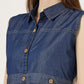 Women's Sleeveless Denim Button-Down A-Line Dress (6031)