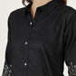 Colour Villa Women's Black Embroidered Denim Tunic Shirt (6045-Z BLACK)