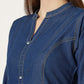 Women's 3/4 Sleeve A-Line Denim Button-Down Dress (6057)