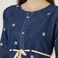 Women's Polka Dot Denim A-Line Dress with Waist Tie (6094)