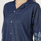 Women's Embroidered Denim Co-Ord Set with Shirt and Palazzo Pants (6106)