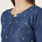 Women's Embroidered Denim Straight Kurti (6049)